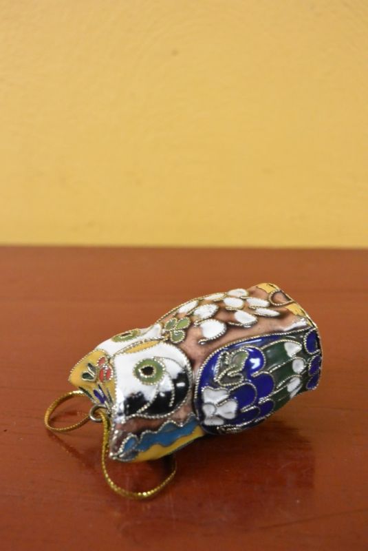 Eulen Cloisonné Gelb Rosa 5