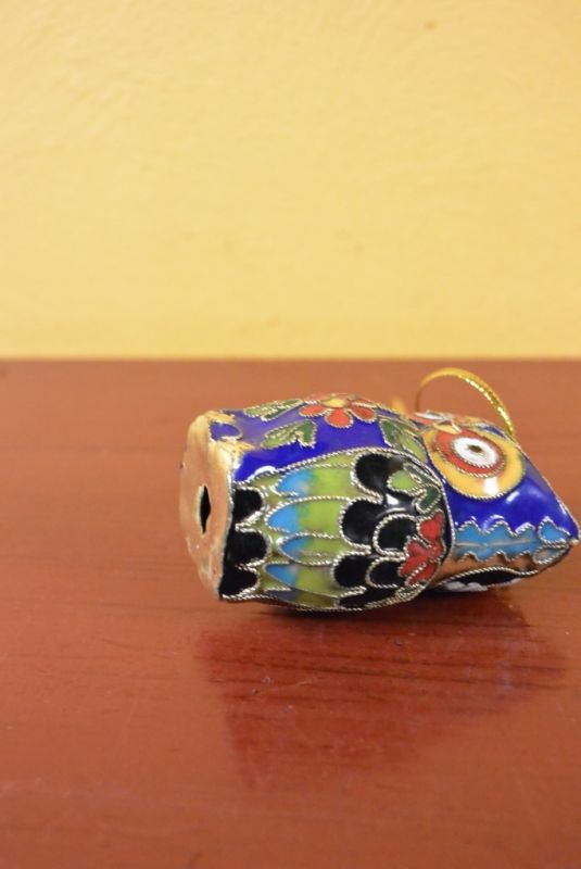 Eulen Cloisonné Gold Blau 5