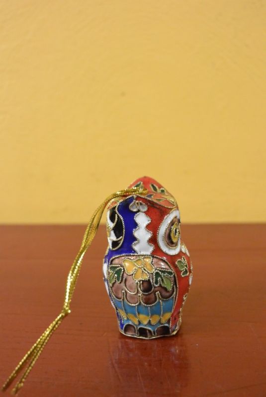 Eulen Cloisonné Rot Blau 2