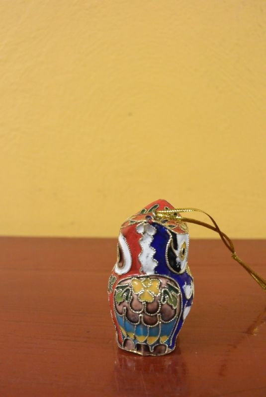 Eulen Cloisonné Rot Blau 4