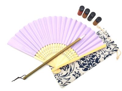 Éventail à peindre - Adulte - Calligraphie chinoise - DIY - Mauve