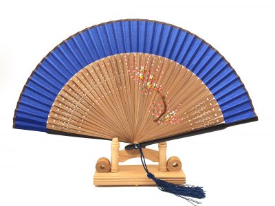 Éventail Asiatique - Peint à la main - Bleu Marine Éventail Asiatique - Peint à la main - Bleu Marine