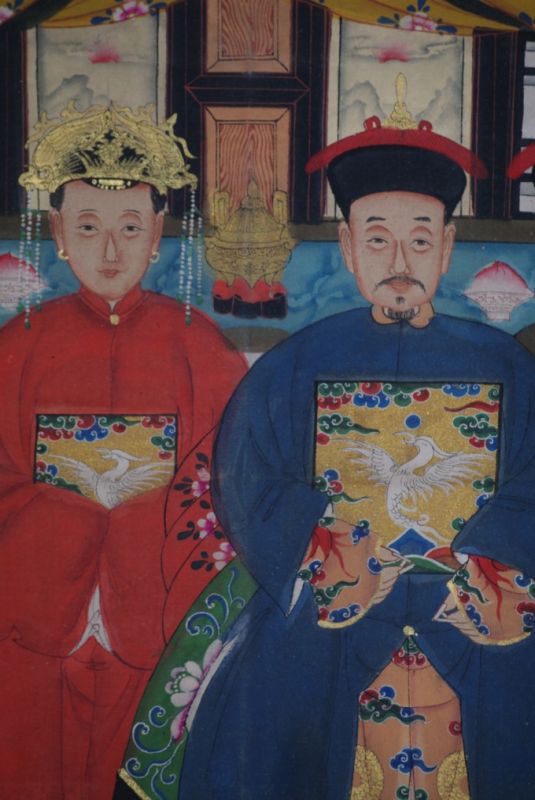 Famille de dignitaires Chine 4 personnes Dynastie Qing 3