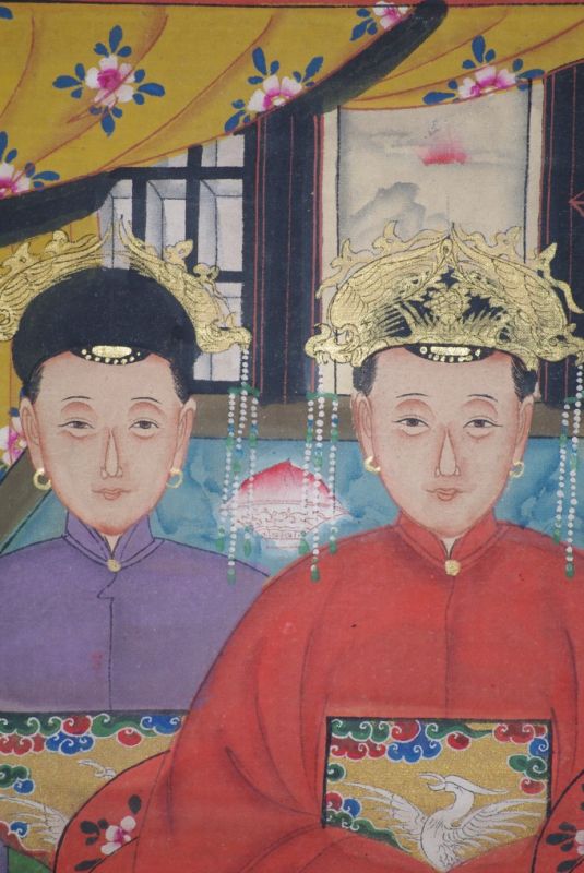 Famille de dignitaires Chine 4 personnes Dynastie Qing 4