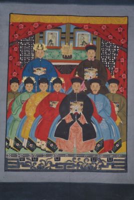 Famille de dignitaires Chine 9 personnes Dynastie Qing Famille de dignitaires Chine 9 personnes Dynastie Qing