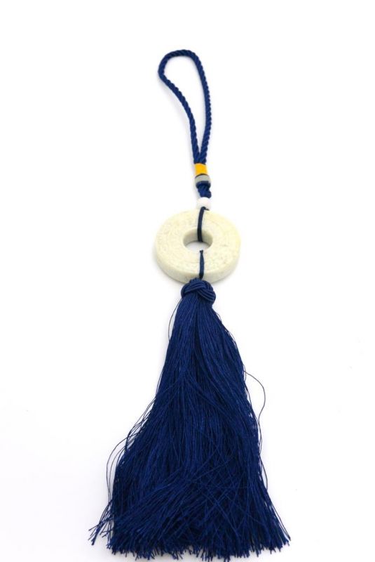 Feng Shui Chic Jade Tassel Small blue Bi 1