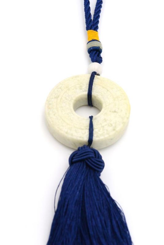 Feng Shui Chic Jade Tassel Small blue Bi 2