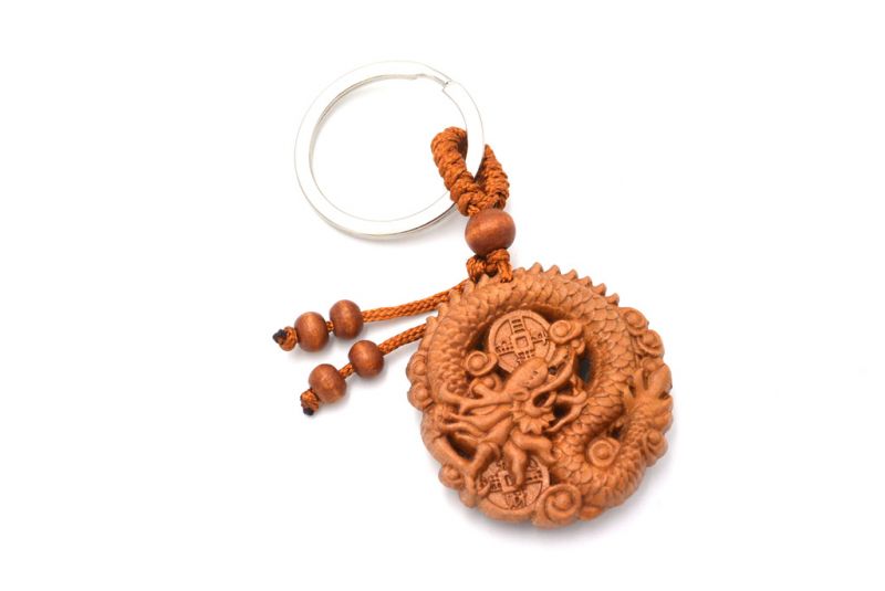 Feng Shui Keyring in wood - Dragon lucky 1