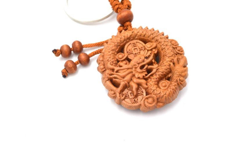 Feng Shui Keyring in wood - Dragon lucky 2