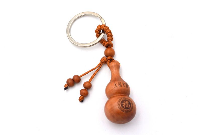 Feng Shui Keyring in wood - Gourd Wu Lou 1