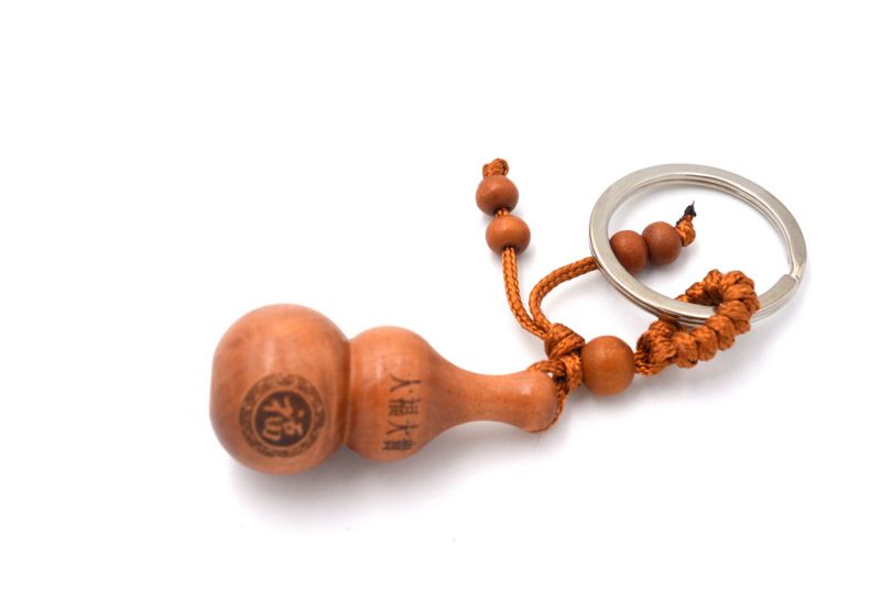 Feng Shui Keyring in wood - Gourd Wu Lou 3