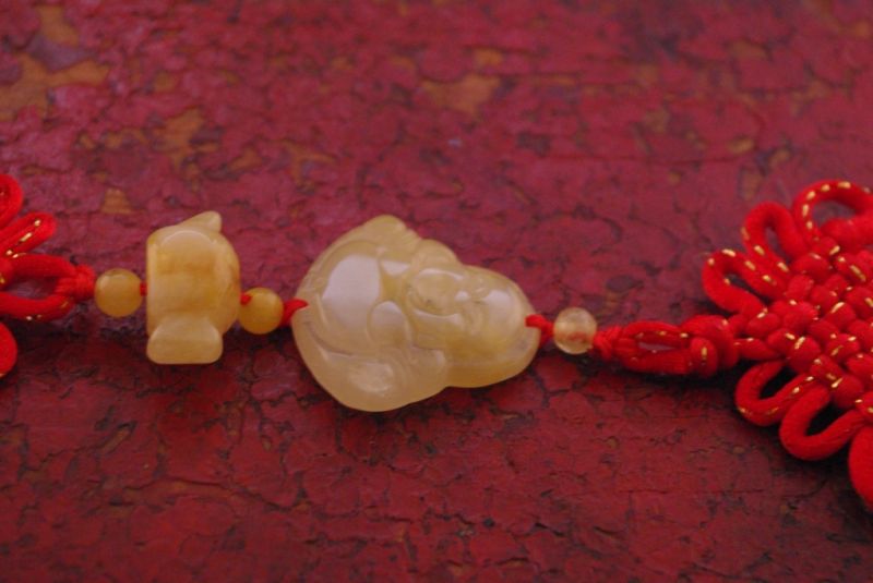 Feng Shui Red Jade Pendant Happy Buddha 3