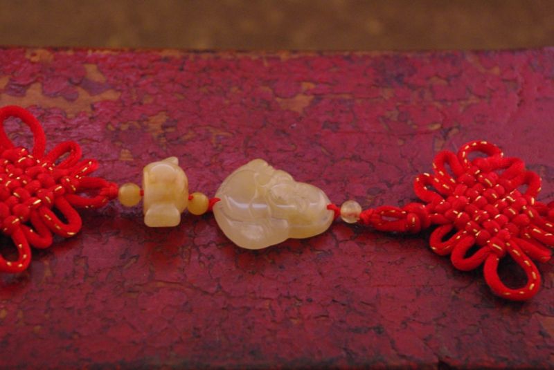 Feng Shui Red Jade Pendant Happy Buddha 5