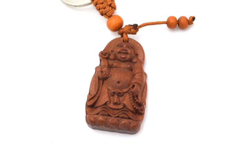 Feng Shui Schlüsselanhänger aus Holz - Lachender Buddha 2