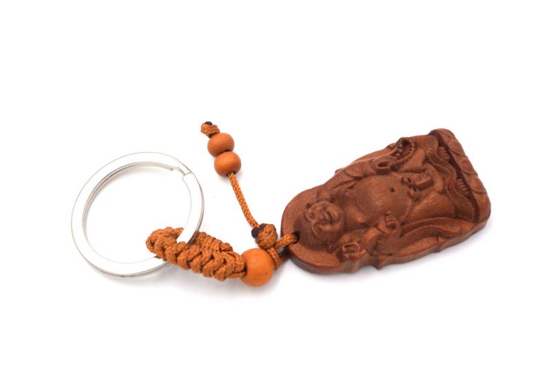 Feng Shui Schlüsselanhänger aus Holz - Lachender Buddha 3