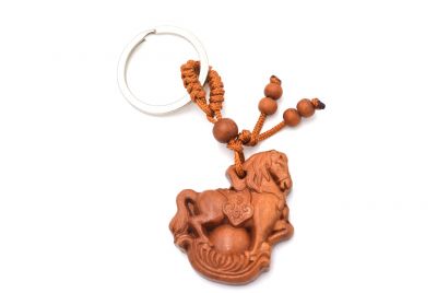 Feng Shui Schlüsselanhänger aus Holz - Pferd