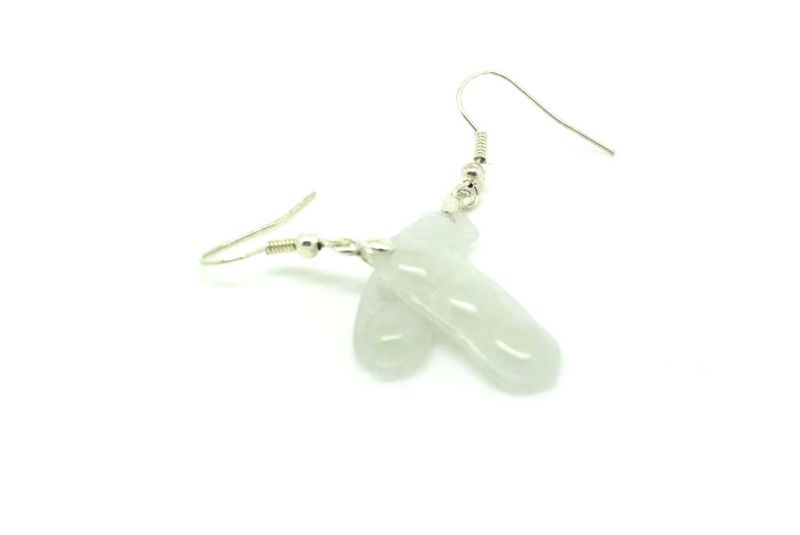 FengShui Earrings in White Jade 4