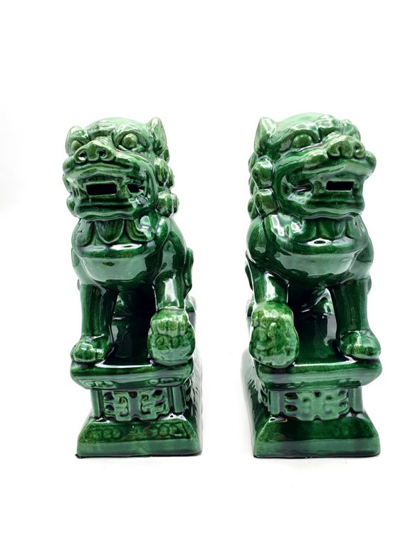 Fu Dog pair in porcelain Green 1