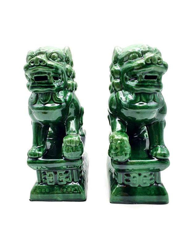 Fu Dog pair in porcelain Green 5
