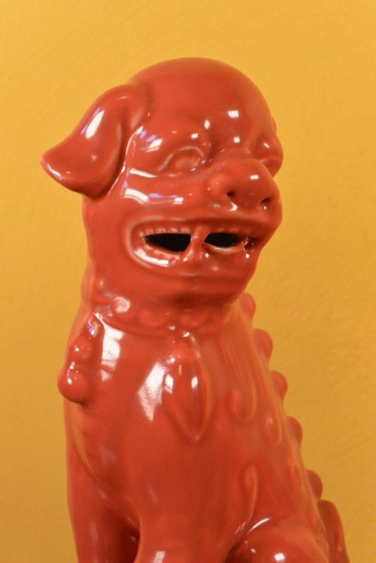 Fu Dog pair in porcelain Red 2