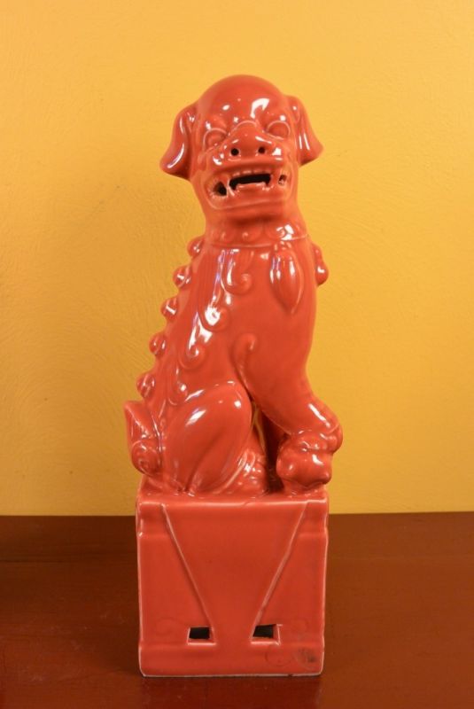 Fu Dog pair in porcelain Red 3