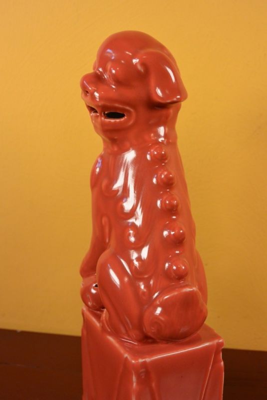 Fu Dog pair in porcelain Red 5