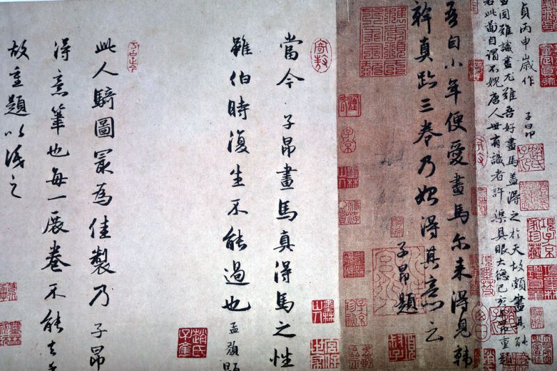 Gemälde auf Chinesischer Rolle Alltagsszenen- Mann, der ein Pferd reitet - Zhao Mengfu 5