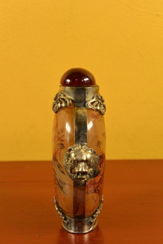 Glas Schnupftabakflasche2 Vögel 2
