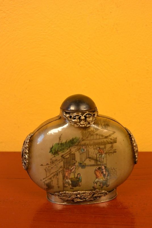 Glas Schnupftabakflasche Bauern in den Bereichen 2