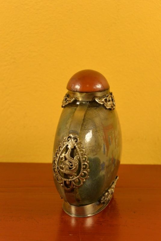 Glas Schnupftabakflasche Buddhistischen Tempel 2