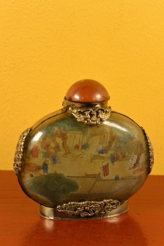 Glas Schnupftabakflasche Buddhistischen Tempel 3