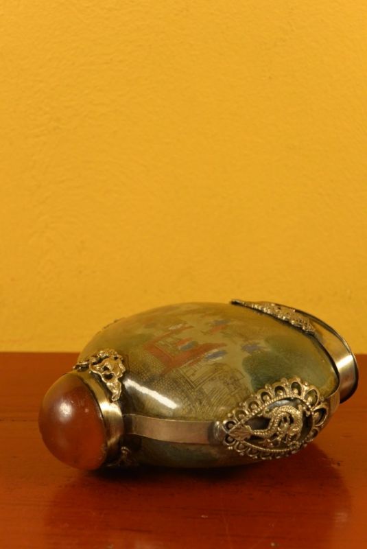 Glas Schnupftabakflasche Buddhistischen Tempel 4