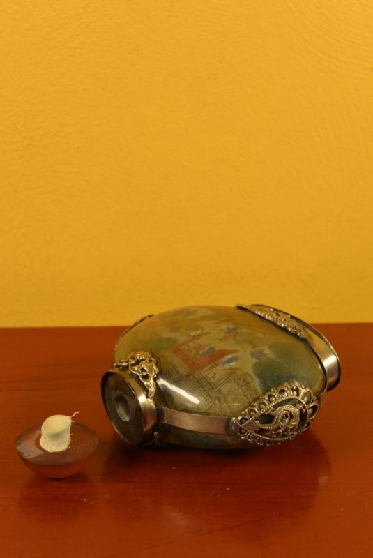 Glas Schnupftabakflasche Buddhistischen Tempel 5