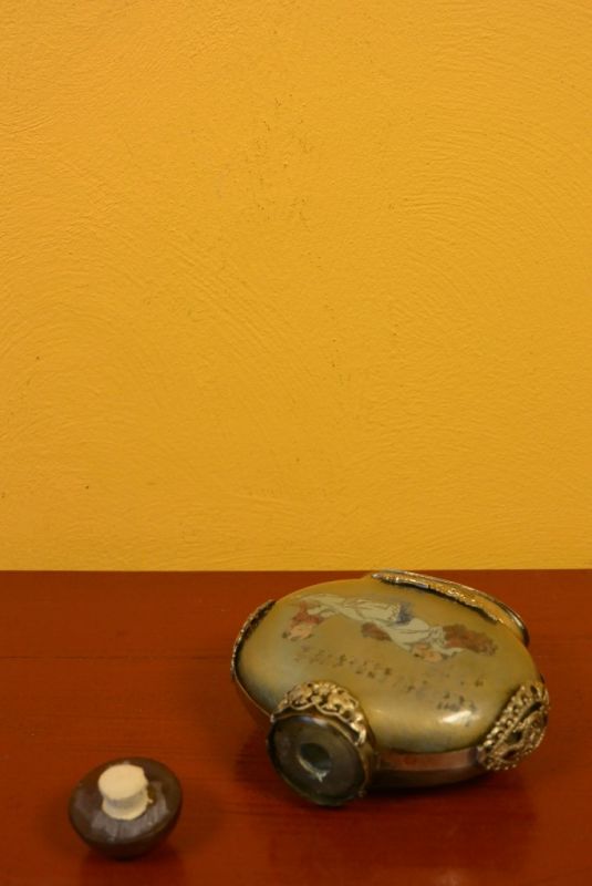 Glas Schnupftabakflasche Chinesische Bauern 5