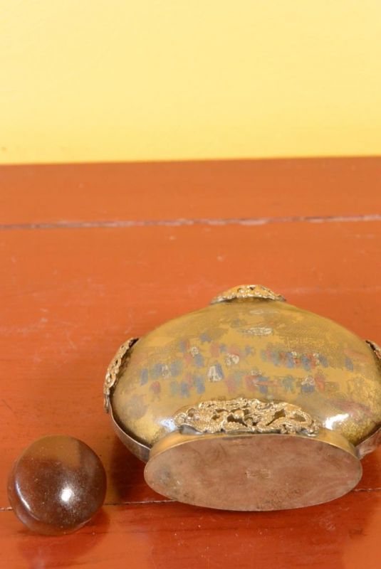 Glas Schnupftabakflasche - Chinesisches Dorf 5