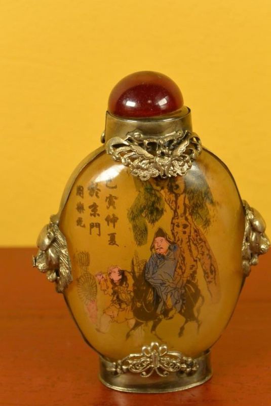Glas Schnupftabakflasche Der Mönch und sein Esel 2