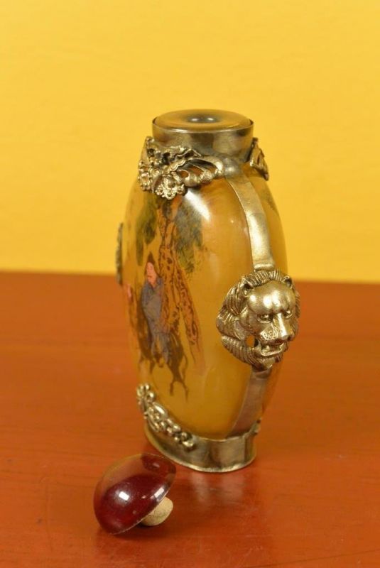 Glas Schnupftabakflasche Der Mönch und sein Esel 5