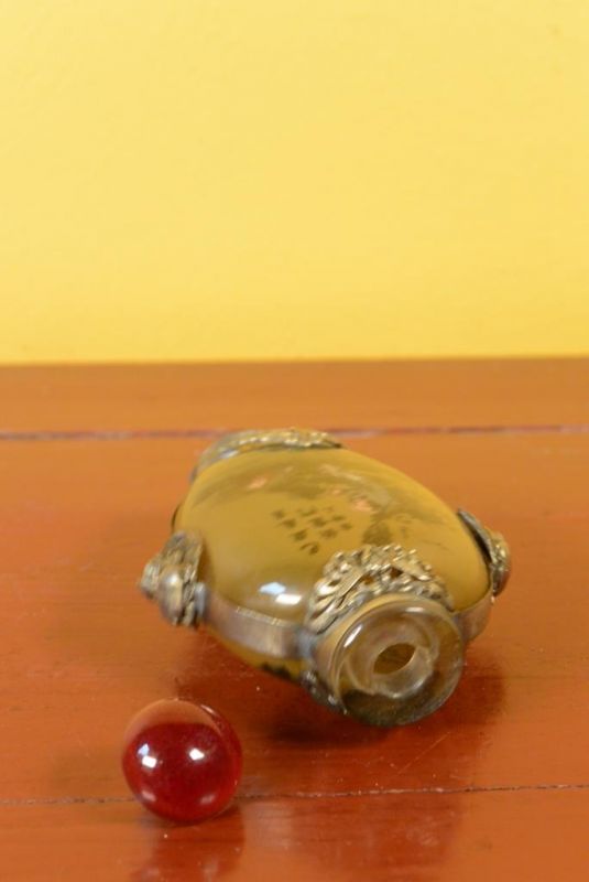 Glas Schnupftabakflasche - Fischer 4