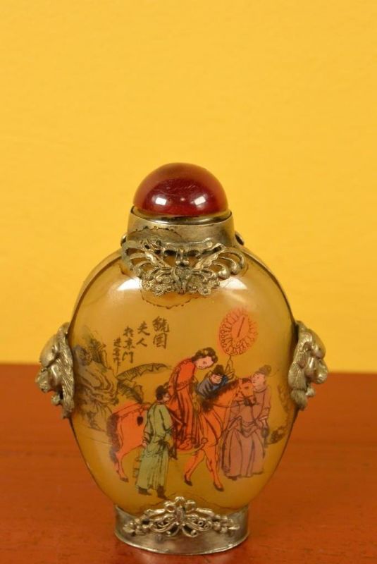 Glas Schnupftabakflasche Frau auf dem Pferd 2