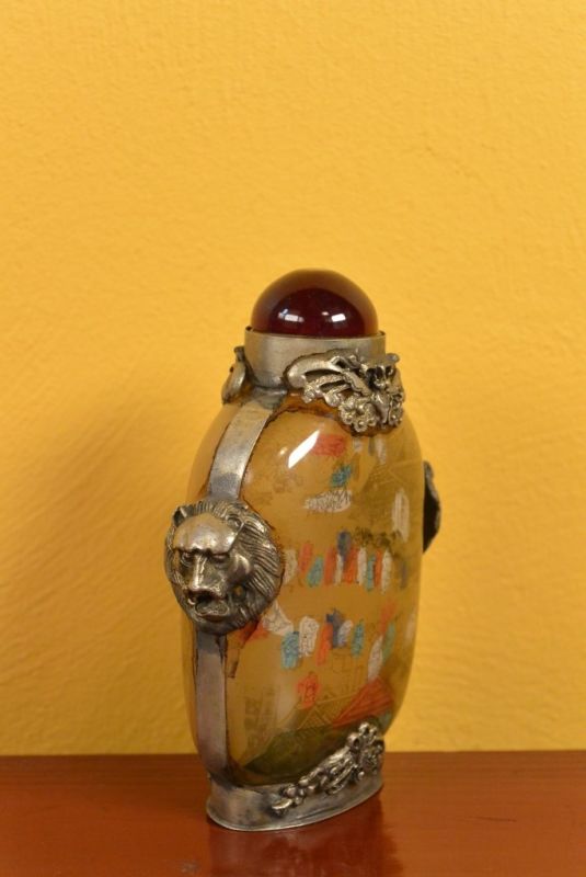 Glas Schnupftabakflasche Kaiser auf seinem Pferd 3