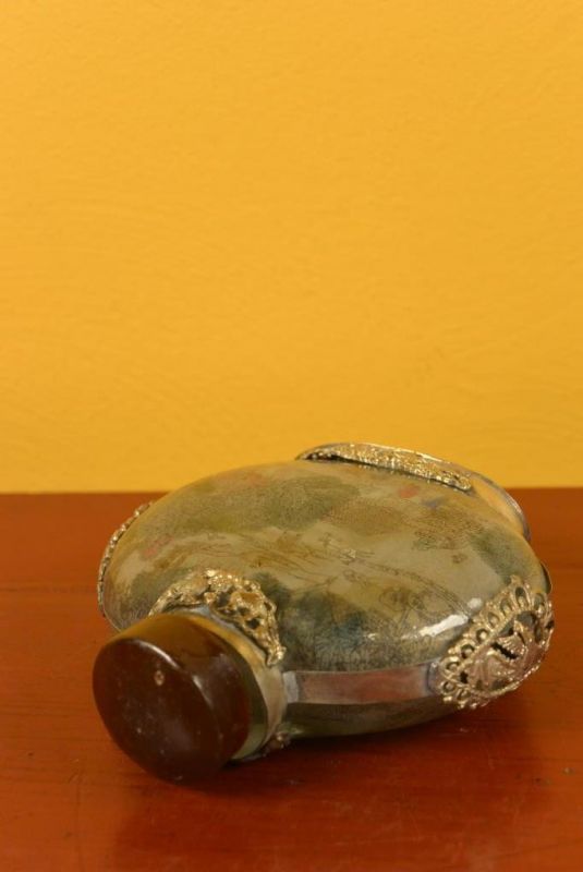 Glas Schnupftabakflasche kleines Dorf 4