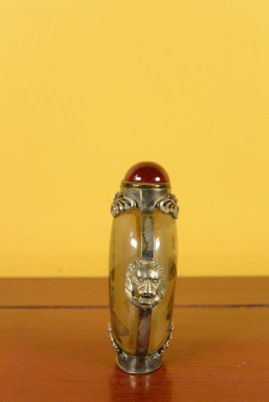 Glas Schnupftabakflasche Kranich 3