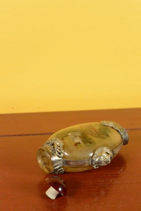 Glas Schnupftabakflasche Kranich 5