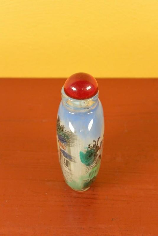 Glas Schnupftabakflasche - Künstler - Brücke über den Fluss 4