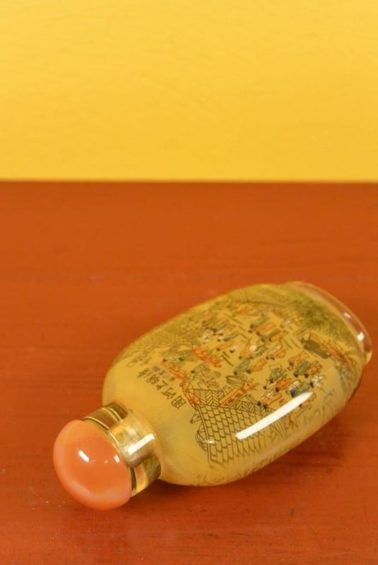 Glas Schnupftabakflasche - Künstler - Chinesisches Dorf 5