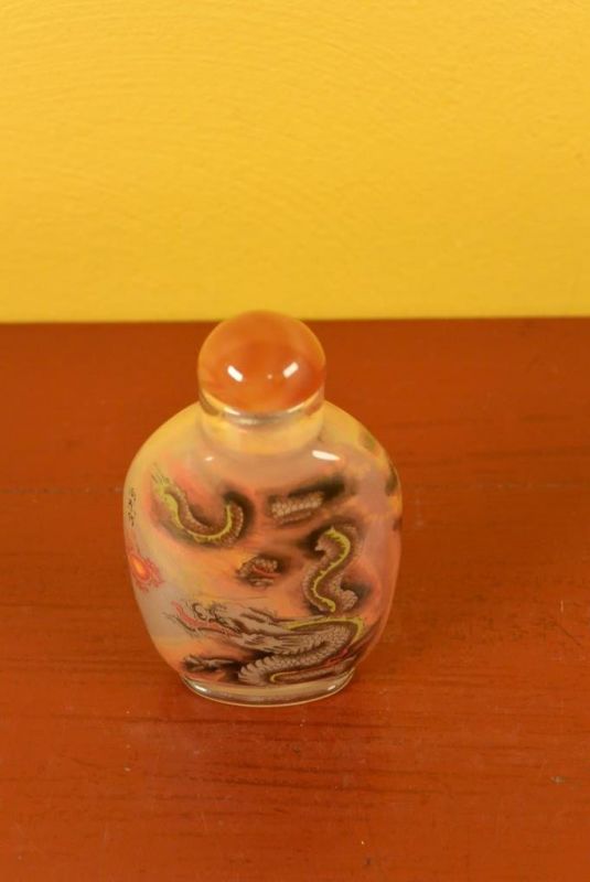 Glas Schnupftabakflasche - Künstler - Drachen 2