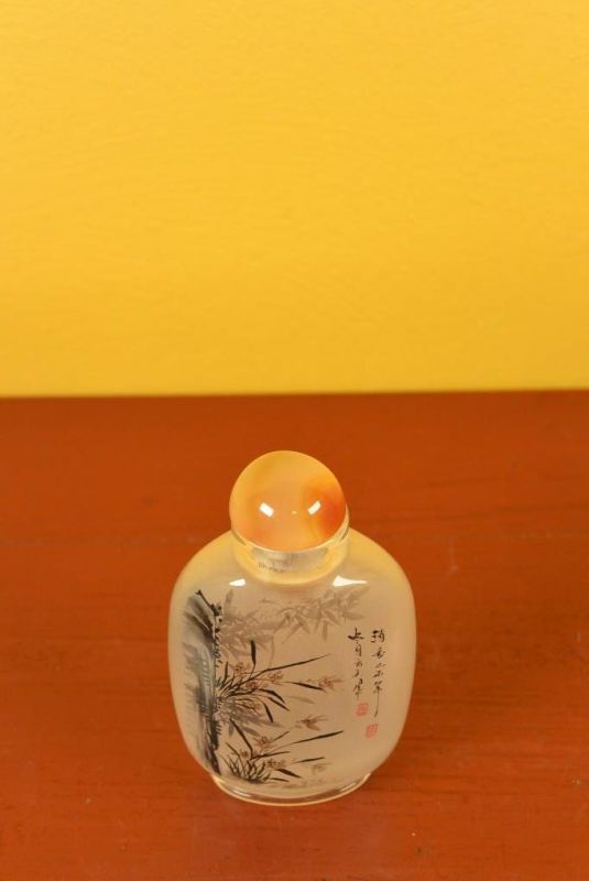 Glas Schnupftabakflasche - Künstler - Pflanzen 2