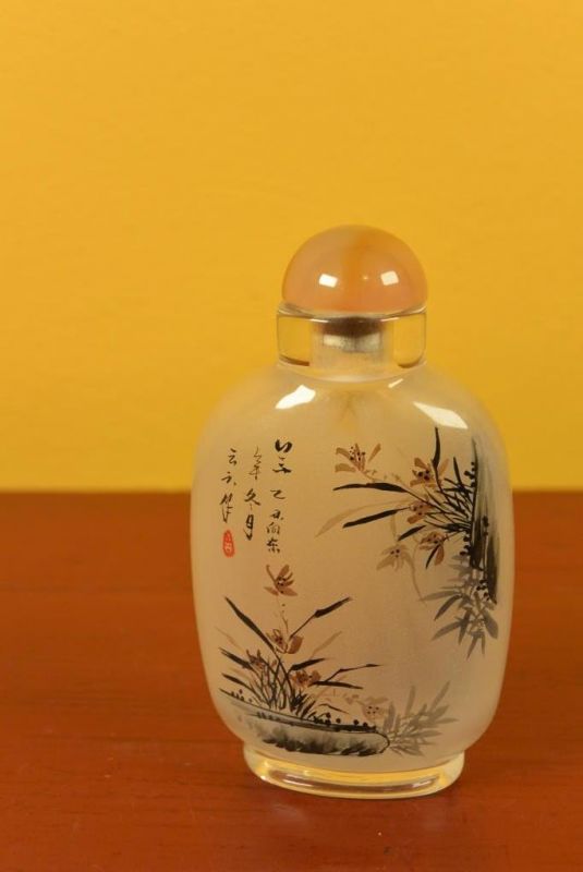 Glas Schnupftabakflasche - Künstler - Pflanzen 4