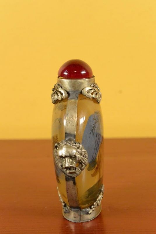 Glas Schnupftabakflasche Pferde 4
