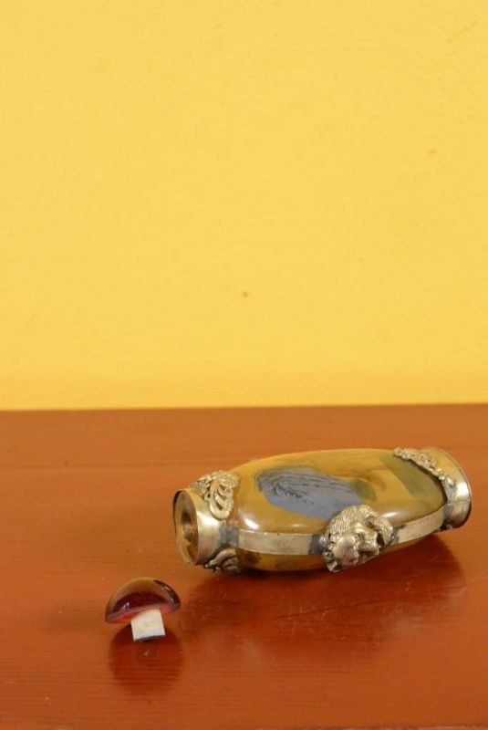Glas Schnupftabakflasche Pferde 5